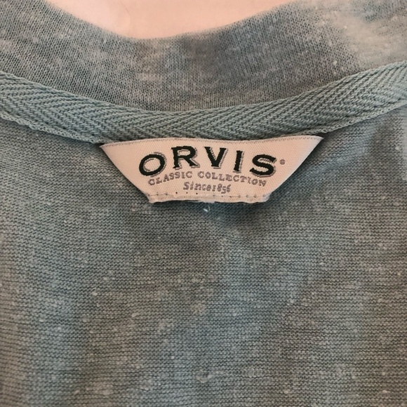 ORVIS Linen T-Shirt Women's Size XL Blue V-Neckline Top Long Sleeve - Picture 7 of 10
